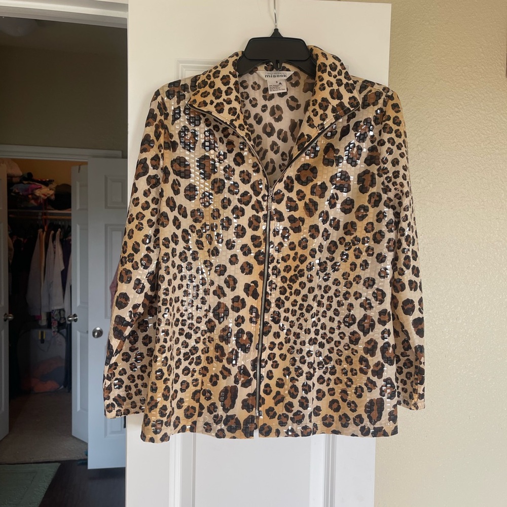 Misook Leopard Print Women's zip up Jacket